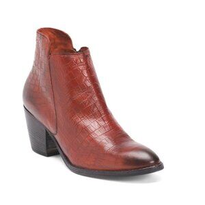 OROSCURO Red Made In Italy Leather Heeled Booties